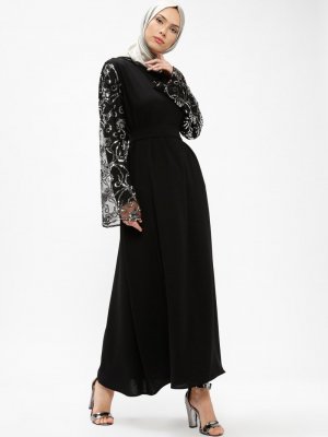 Filizzade Siyah Gümüş Payetli Elbise