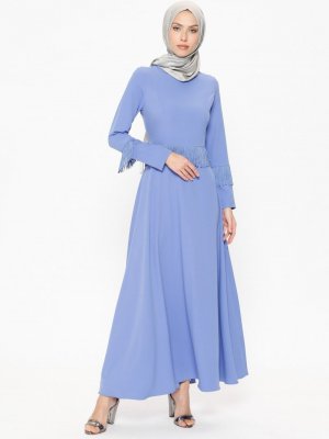 Jamila Bebe Mavisi Püskül Detaylı Elbise