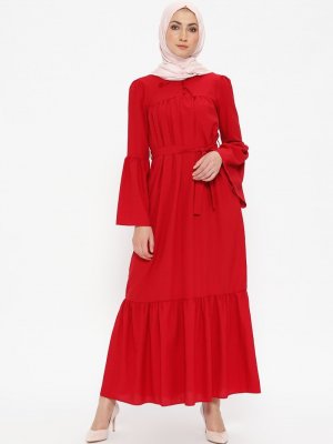 Miss Paye Kırmızı Volan Detaylı Elbise