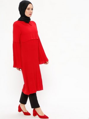 Sahra Ferace Kırmızı Piliseli Tunik