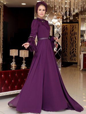 Selma Sarı Design Mor Karnaval Abiye Elbise
