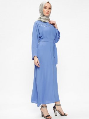 Tuncay Mavi İnci Detaylı Elbise
