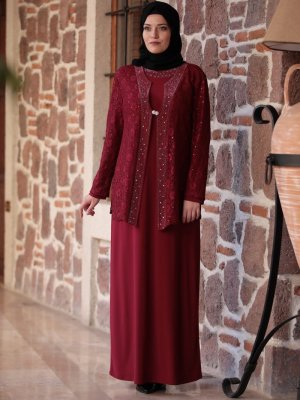 Amine Hüma Bordo Sultan Takım Elbise