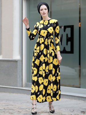 Selma Sarı Design Sarı Gonca Elbise