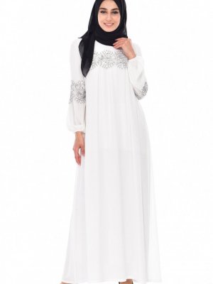 Sefamerve Beyaz Güpür Detaylı Elbise