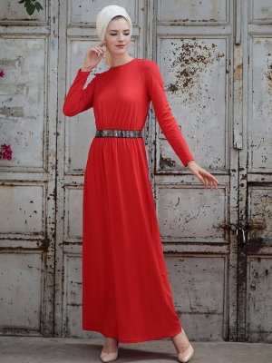 Selma Sarı Design Kırmızı Gamze Elbise