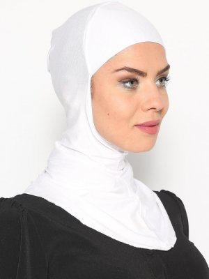 Ecardin Beyaz Boyunluklu Hijab Bone