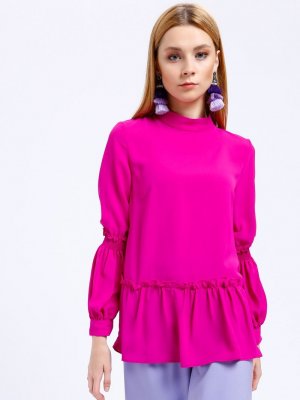 Fashion Light Fuşya Fırfırlı Bluz
