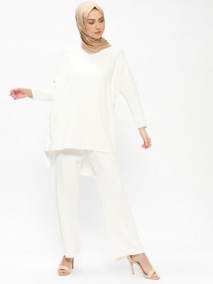Gippe Collection Beyaz Tunik&Pantolon İkili Takım