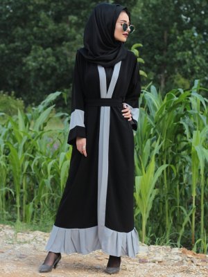 Fatma Aydın Siyah Gri Elbise Ferace