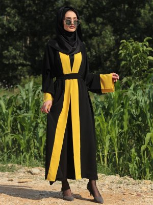 Fatma Aydın Siyah Sarı Elbise Ferace