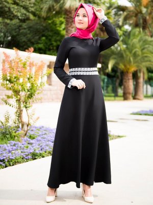 Nurgül Çakır Siyah Ecrin Elbise