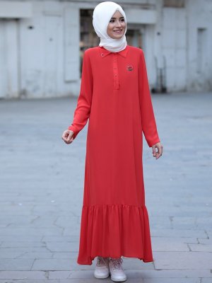 Emsale Kırmızı Armalı Elbise