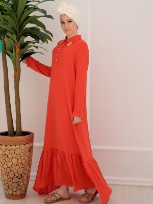 Emsale Turuncu Portakal Elbise