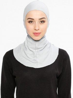 Ecardin Gümüş Gri Boyunluklu Hijab Bone