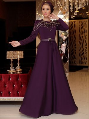 Selma Sarı Design Mor Peri Abiye Elbise