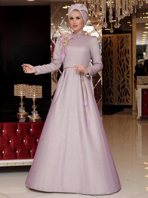 Selma Sarı Design Lila Sim Abiye Elbise