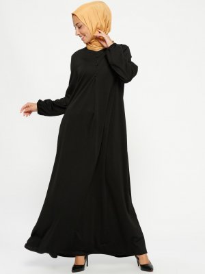 Miss Paye Siyah Düğme Detaylı Elbise