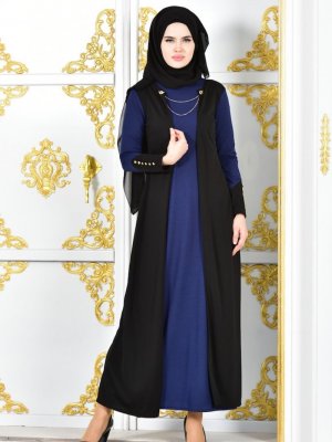 Sefamerve Lacivert Takım Görünümlü Elbise