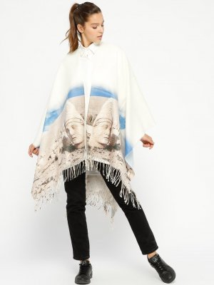 GINA LOREN Camel Püsküllü Panço