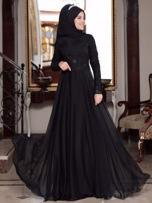 Al-Marah Siyah Tılsım Abiye Elbise