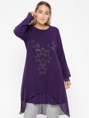 Metex Mürdüm Drop Baskılı Tunik