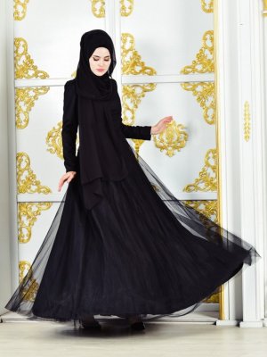 Sefamerve Siyah Kolyeli Abiye Elbise