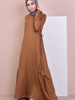 Sefamerve Kahverengi Bağcık Detaylı Elbise