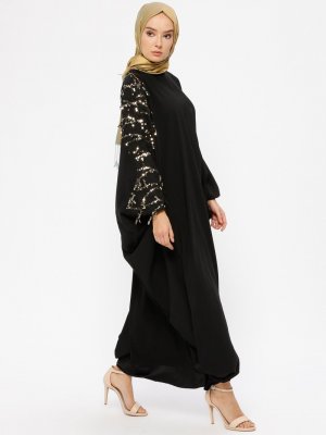 Filizzade Siyah Gold Payetli Salaş Elbise