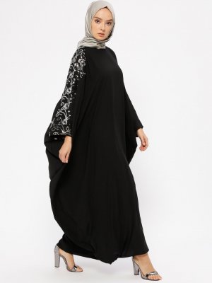 Filizzade Siyah Gümüş Payetli Salaş Elbise