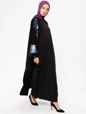Ferrace By Arzu Ergen Siyah Payet İşlemeli Kap&Elbise İkili Takım