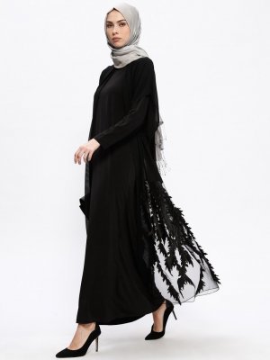 Ferrace By Arzu Ergen Siyah Fransız Yapraklı Kap&Elbise İkili Takım