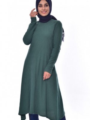 Sefamerve Yeşil Basic Uzun Tunik