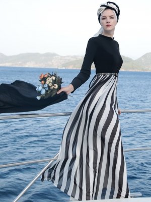 Selma Sarı Design Siyah Amore Şifon Elbise