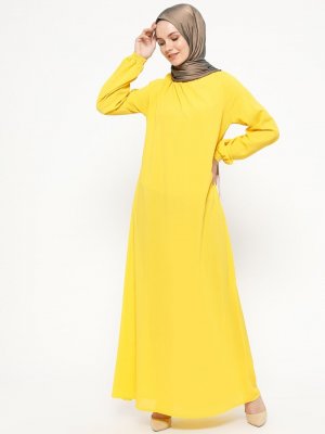 ModaNaz Sarı Namaz Elbisesi
