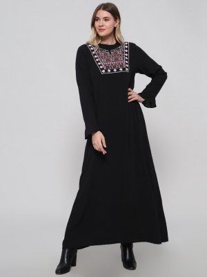 Alia Siyah Nakışlı Elbise