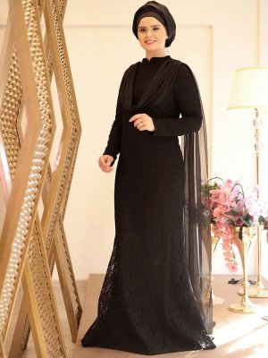 Saliha Siyah Bade Abiye Elbise