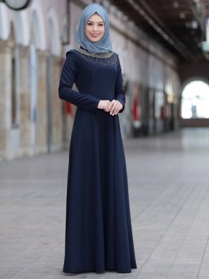 Rana Zenn Lacivert Kumsal Elbise