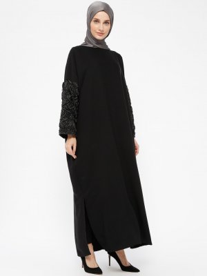 Filizzade Siyah Kolları Detaylı Elbise Ferace