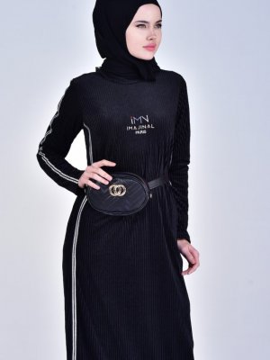 Sefamerve Siyah Şerit Detaylı Elbise