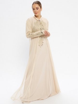 Le Mirage Bej Hırka&Elbise Abiye Elbise Takım
