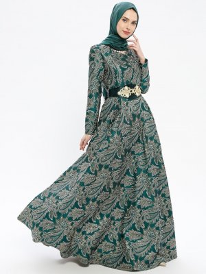 MissGlamour Yeşil Jakarlı Abiye Elbise