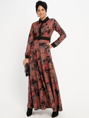 Loreen By Puane Siyah Desenli Elbise