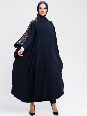 Filizzade Lacivert Kolları Detaylı Elbise
