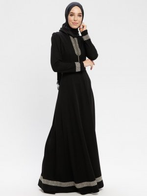 AYŞE MELEK TASARIM Siyah Fermuarlı Abiye Elbise