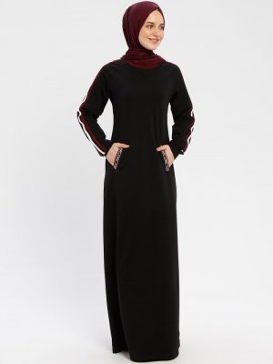 Ginezza Siyah Şerit Detaylı Elbise