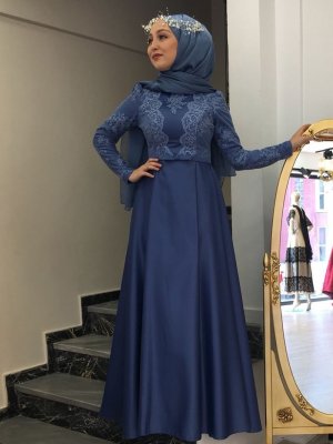 My Dreams Collection Lacivert Sultan Abiye Elbise
