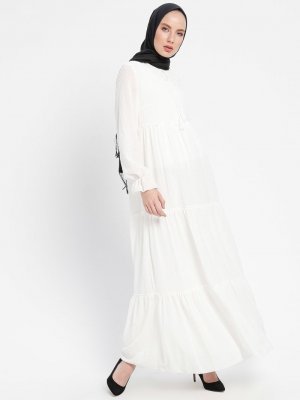 ELİT LİFE Beyaz Yakası Bağcıklı Elbise