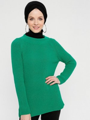 Seyhan Fashion Yeşil Triko Kazak