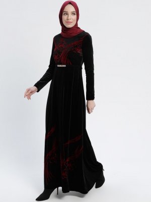 MissGlamour Siyah Kadife Elbise